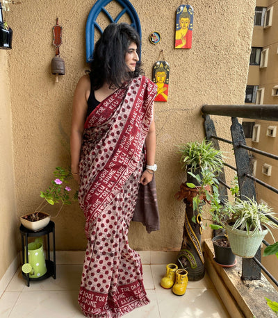 Ekla Cholo Polka Dot Cotton Saree – Handloom Woven – Womens Saree on Brown Living™. SKU: k505 - 1. Img 4.