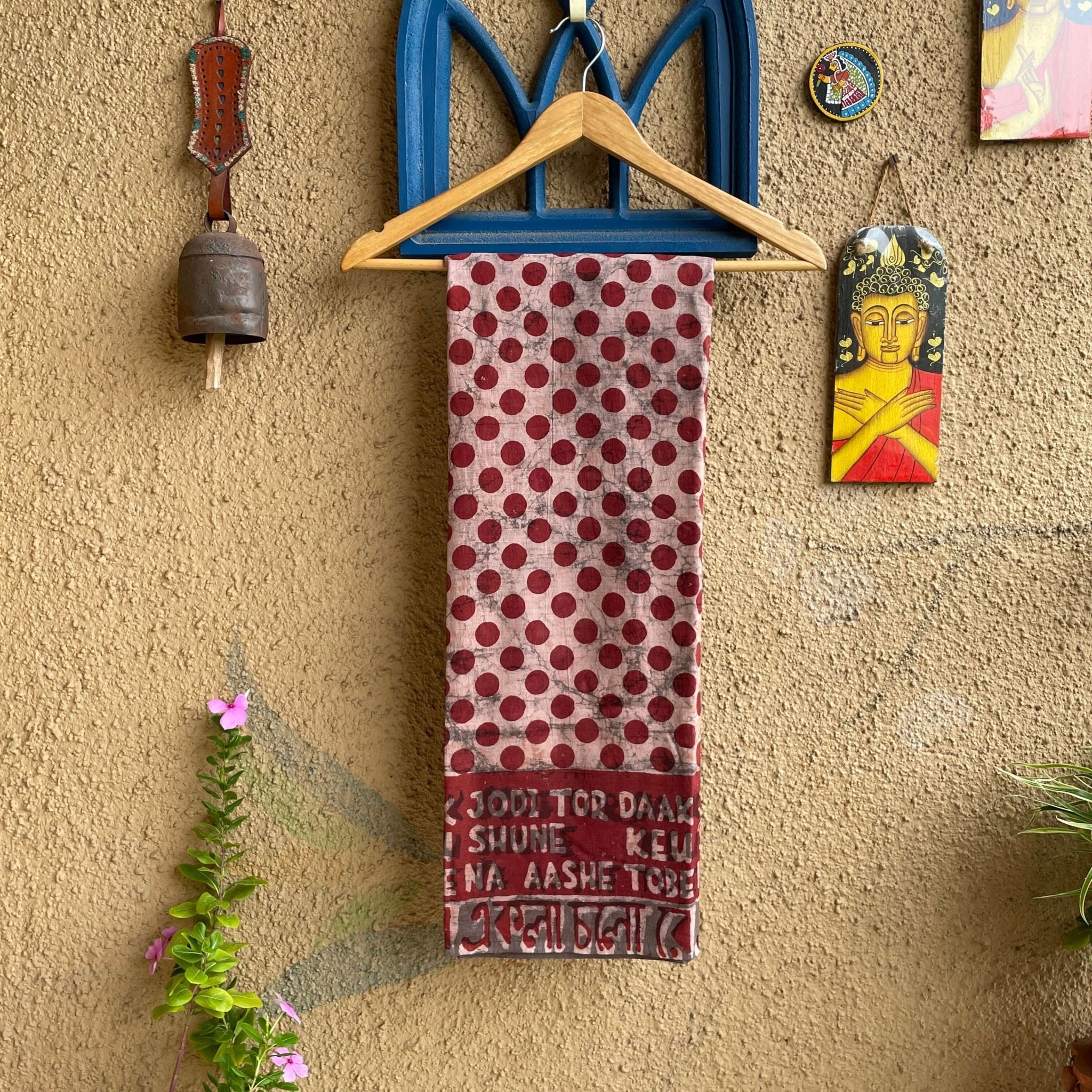 Ekla Cholo Polka Dot Cotton Saree – Handloom Woven – Womens Saree on Brown Living™. SKU: k505 - 1. Img 1.