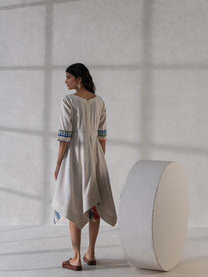 Elegant Cotton & Khadi Handkerchief Dress for Women – Womens Dress on Brown Living™. SKU: DCSS25D02S. Img 5.