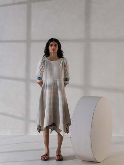 Elegant Cotton & Khadi Handkerchief Dress for Women – Womens Dress on Brown Living™. SKU: DCSS25D02S. Img 3.