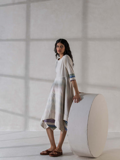 Elegant Cotton & Khadi Handkerchief Dress for Women – Womens Dress on Brown Living™. SKU: DCSS25D02S. Img 2.