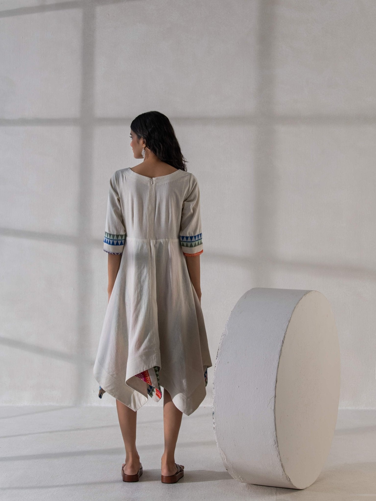 Elegant Cotton & Khadi Handkerchief Dress for Women – Womens Dress on Brown Living™. SKU: DCSS25D02S. Img 4.