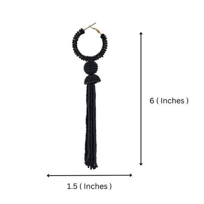 Elegant Gold - Tone Earrings with Crystals and Gems – Womens Earrings by Bamboology available on Brown Living™. Black - Tassel - Earring . SKU: BLACK - TASSE - EARRING. Img 14.