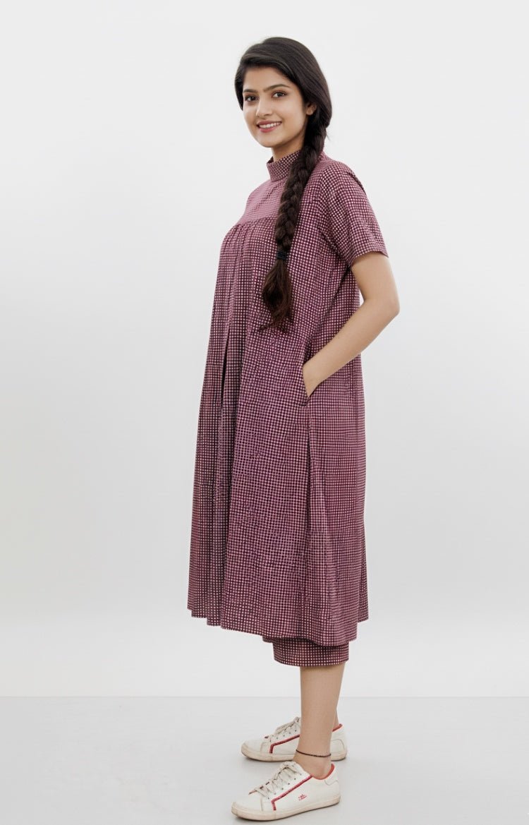Elegant Polka Dot Jumpsuit with High Neck Design – Womens Jumpsuit on Brown Living™. SKU: JS09003. Img 1.
