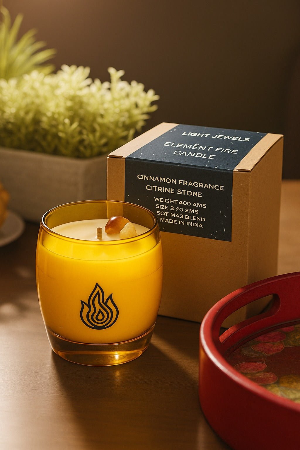 Element Fire Candle with Warm Bold Fragrance – Candles & Fragrances on Brown Living™. SKU: SN2555. Img 4.