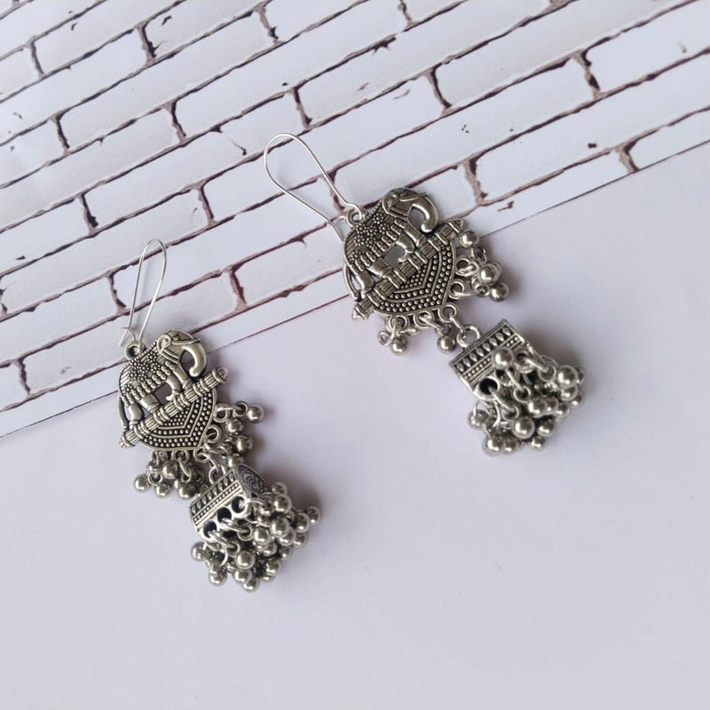 Elephant Design Silver Oxidised Earrings | Verified Sustainable Womens earrings on Brown Living™