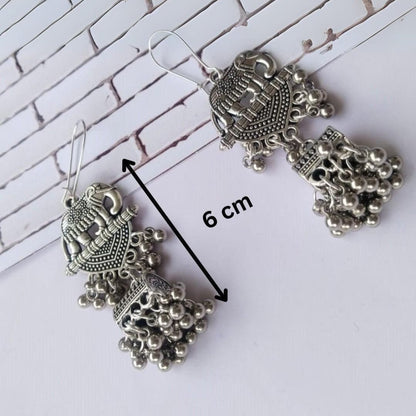 Elephant Design Silver Oxidised Earrings | Verified Sustainable by Brown Living™