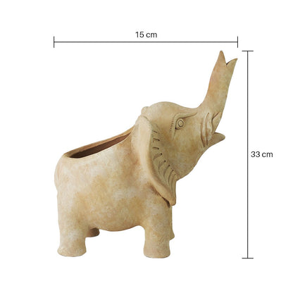 Elephant Earthen Planter – Pots & Planters by Swadeh available on Brown Living™. . SKU: A0_plt_0048. Img 4.