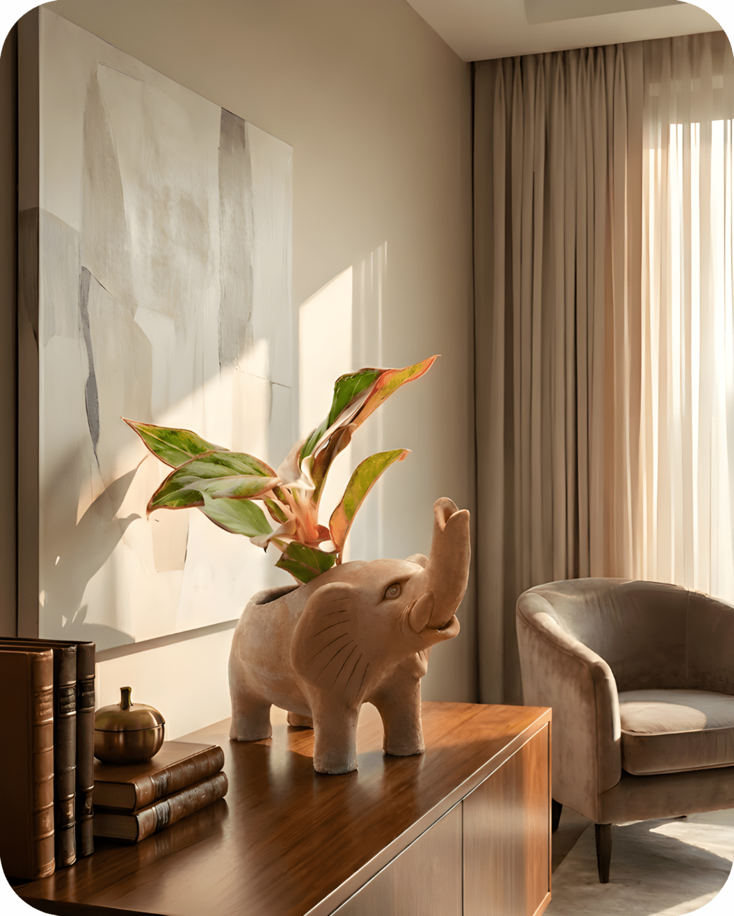 Elephant Handcrafted Animal Themed Clay Planter – Pots & Planters on Brown Living™. SKU: A0_plt_0048. Img 5.