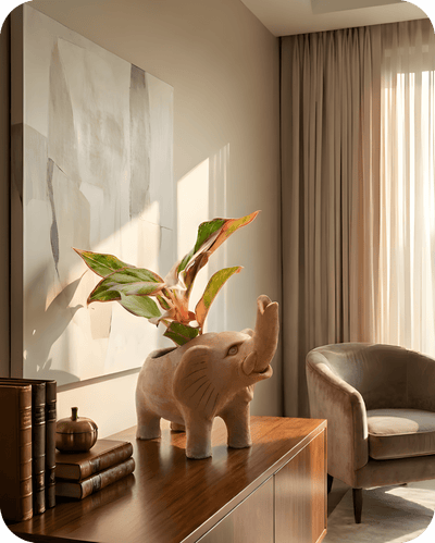 Elephant Handcrafted Animal Themed Clay Planter – Pots & Planters on Brown Living™. SKU: A0_plt_0048. Img 5.