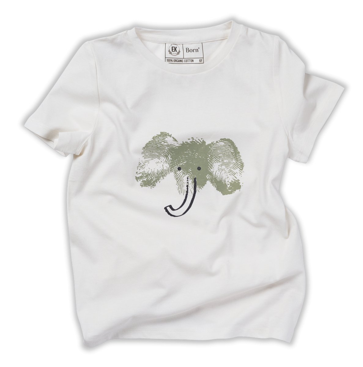 Elephant by Human Nature Kids Unisex Organic Cotton T-shirt | White | Verified Sustainable by Brown Living™