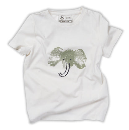 Elephant by Human Nature Kids Unisex Organic Cotton T-shirt | White | Verified Sustainable by Brown Living™