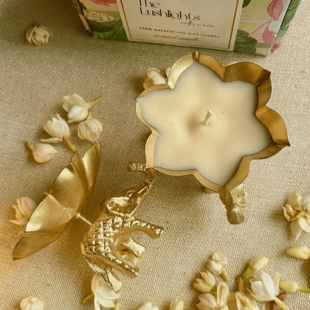 Elephant Urli Candle Set of 2 | Diwali Decoration & Gifts – Candles & Fragrances on Brown Living™. SKU: LUSH_0002. Img 2.