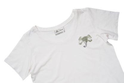 Elephant by Human Nature Womens Organic Cotton T-shirt | White | Verified Sustainable by Brown Living™