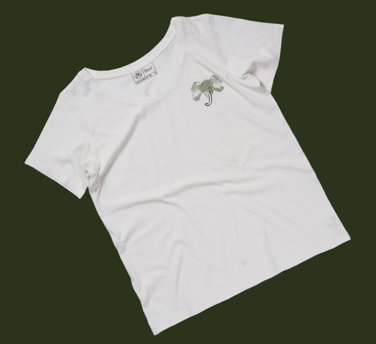 Elephant by Human Nature Womens Organic Cotton T-shirt | White | Verified Sustainable by Brown Living™