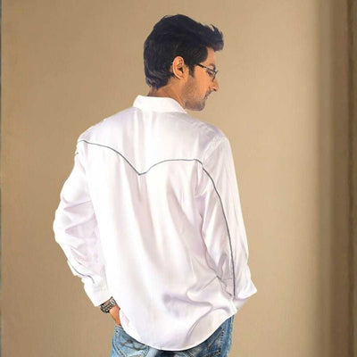 Elion White Tencel Men's Shirt – Mens Shirt on Brown Living™. SKU: JDS4018XS. Img 2.