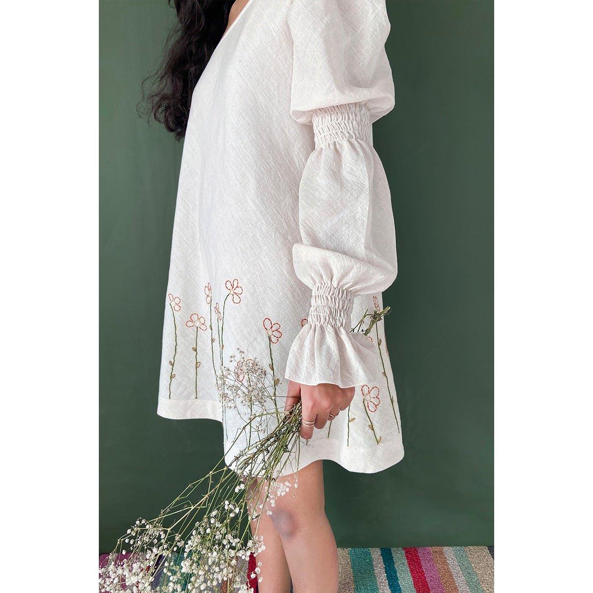 Elira Khadi Shift Dress | Handwoven Cotton Minimal Dress for Women – Womens Dress on Brown Living™. SKU: DL0133XSn. Img 5.