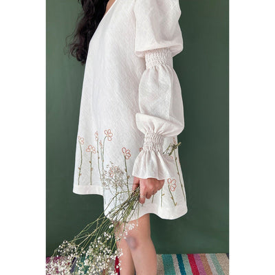 Elira Khadi Shift Dress | Handwoven Cotton Minimal Dress for Women – Womens Dress on Brown Living™. SKU: DL0133XSn. Img 5.