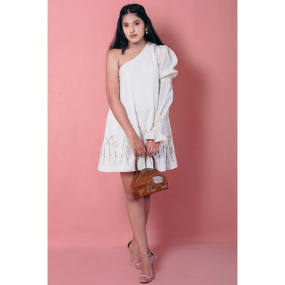 Elira Khadi Shift Dress | Handwoven Cotton Minimal Dress for Women – Womens Dress on Brown Living™. SKU: DL0133XSn. Img 1.