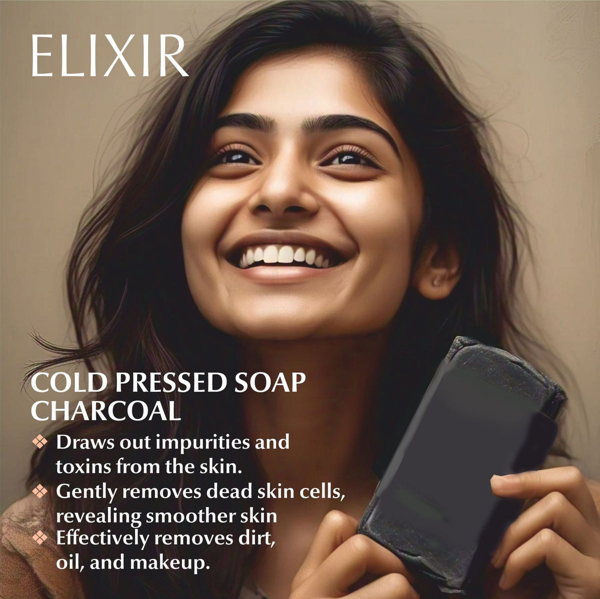 Elixir Cold Pressed Charcoal Soap – Body Soap on Brown Living™. SKU: PERE25-1. Img 3.