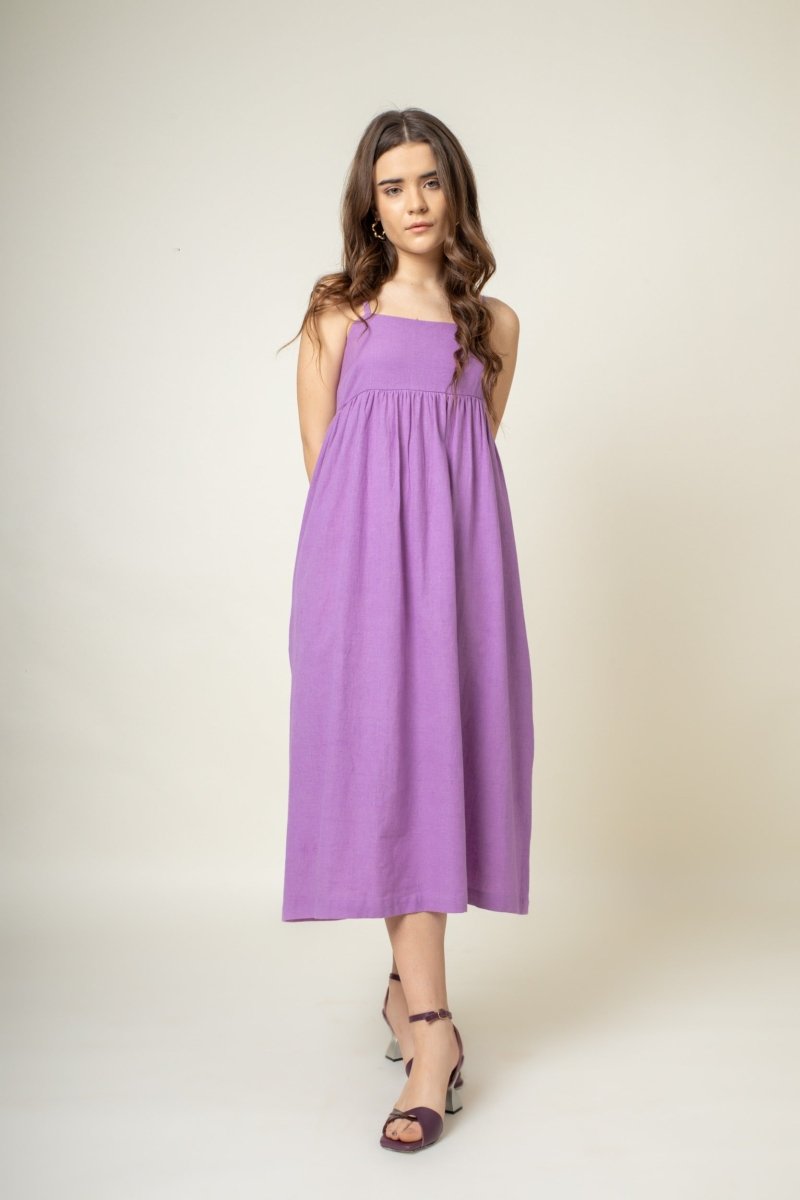 Ella Purple Organic Cotton Dress | Verified Sustainable Womens Dress on Brown Living™