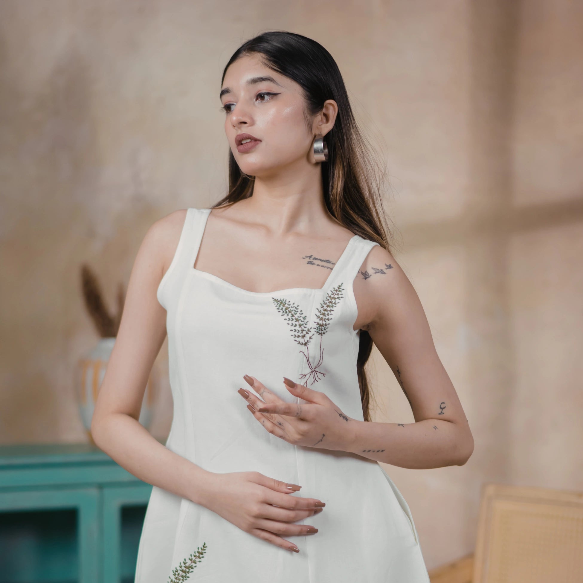 Ember Fold Dress Elegant Minimalist Women's Dress – Womens Dress on Brown Living™. SKU: Aayu14. Img 3.