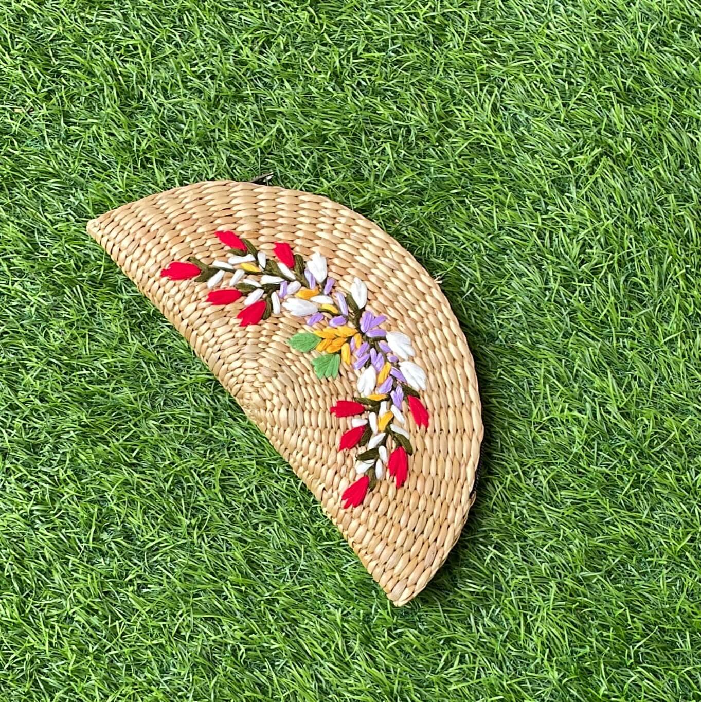 Embroidered Kouna Grass Clutch – Handcrafted Sustainable Bag – Handbags on Brown Living™. SKU: K1. Img 1.