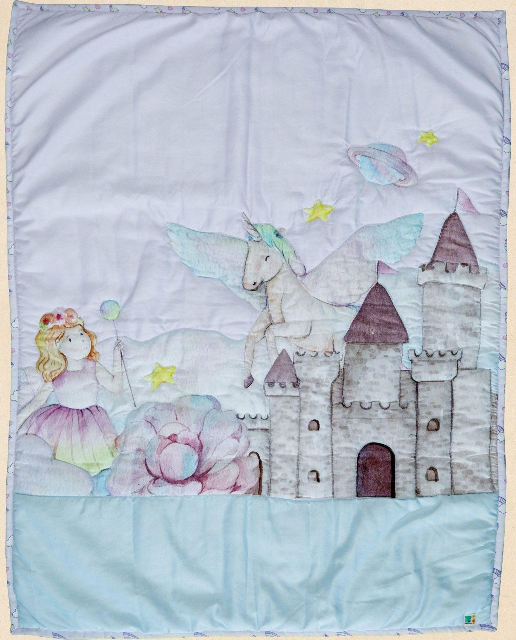 Enchanted Dreams Quilt Soft Kids Bedding Blanket – Play Mats on Brown Living™. SKU: QLTUNICORN. Img 1.