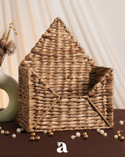 Envelope Basket | Handwoven Water Hyacinth Storage Basket – Baskets & Boxes on Brown Living™. SKU: 610W. Img 1.