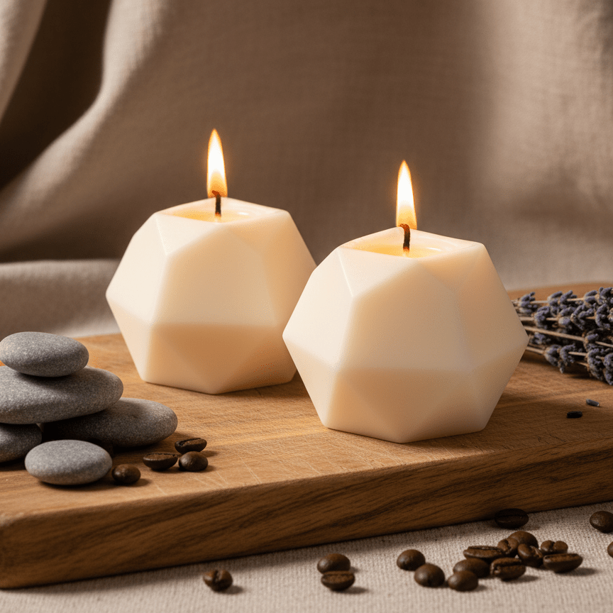Essential Oils Infused Soy Wax Hexagon Shape Candle Set (Jasmine) – Candles & Fragrances on Brown Living™. SKU: ISC85. Img 1.