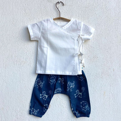 Essential White Angarakha Top with Pants – Kids Daywear Sets on Brown Living™. SKU: 186 - 06128 - PLN - WHT - ANG+PLN - WHT - PYJ1. Img 10.