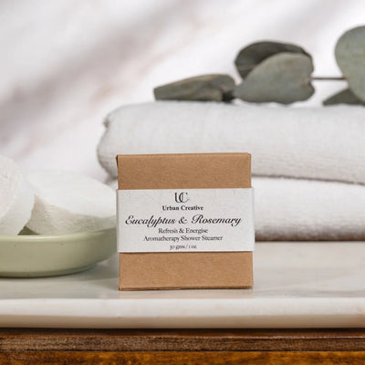Eucalyptus And Rosemary Shower Steamers Refresh Set Of 4 – Bath Salt on Brown Living™. SKU: SS_4ER_GS. Img 1.