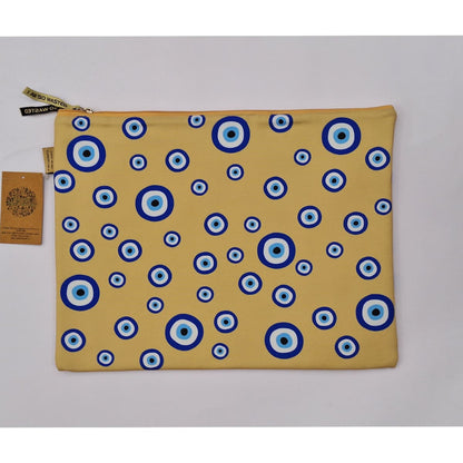 Evil Eye - Beige Recycled Polycotton Laptop Sleeve | Verified Sustainable by Brown Living™