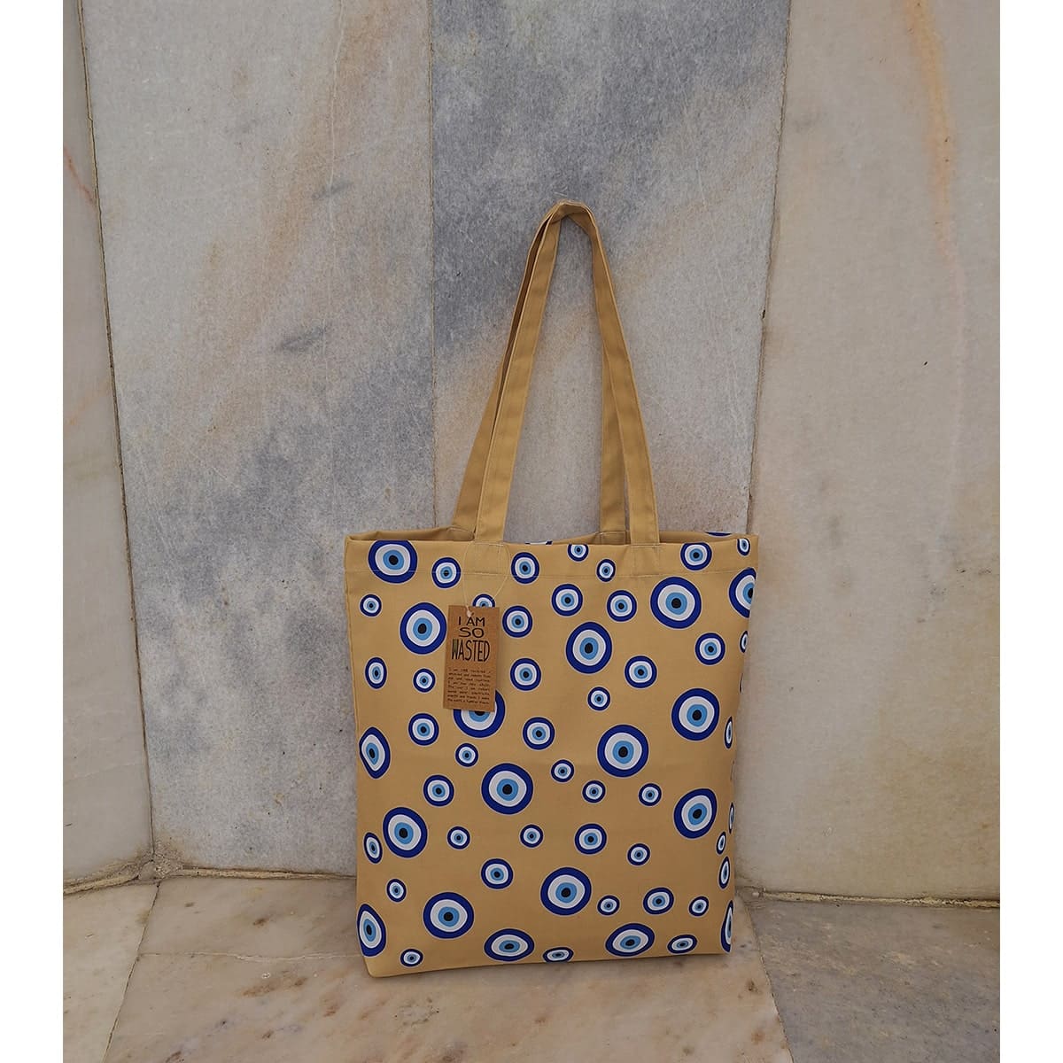 Evil Eye - Beige Recycled Polycotton Tote | Verified Sustainable by Brown Living™