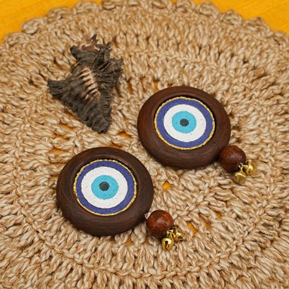 Evil Eye Diwali Reclaimed Wood Door Hanging | Pack of 2 | Verified Sustainable by Brown Living™