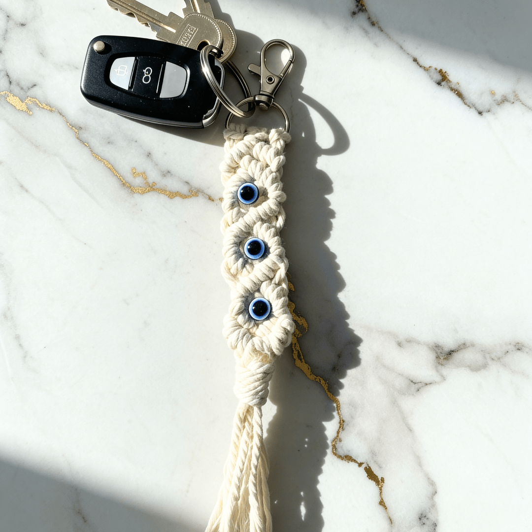 Evil Eye Keychain Protective Charm Key Ring – Gift on Brown Living™. SKU: EEK002. Img 3.