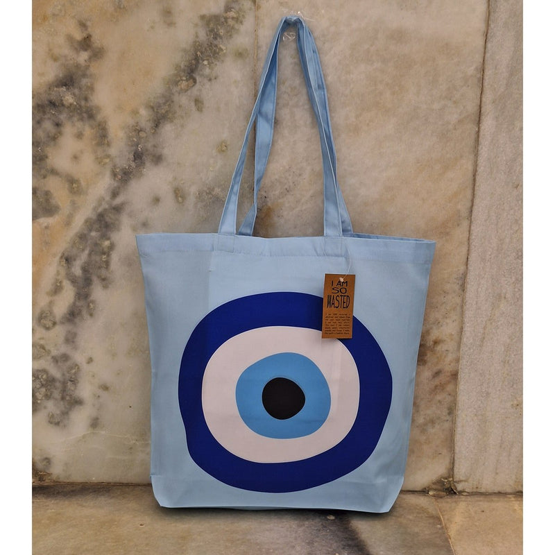 Evil Eye - Light Blue Recycled Polycotton Tote | Verified Sustainable by Brown Living™