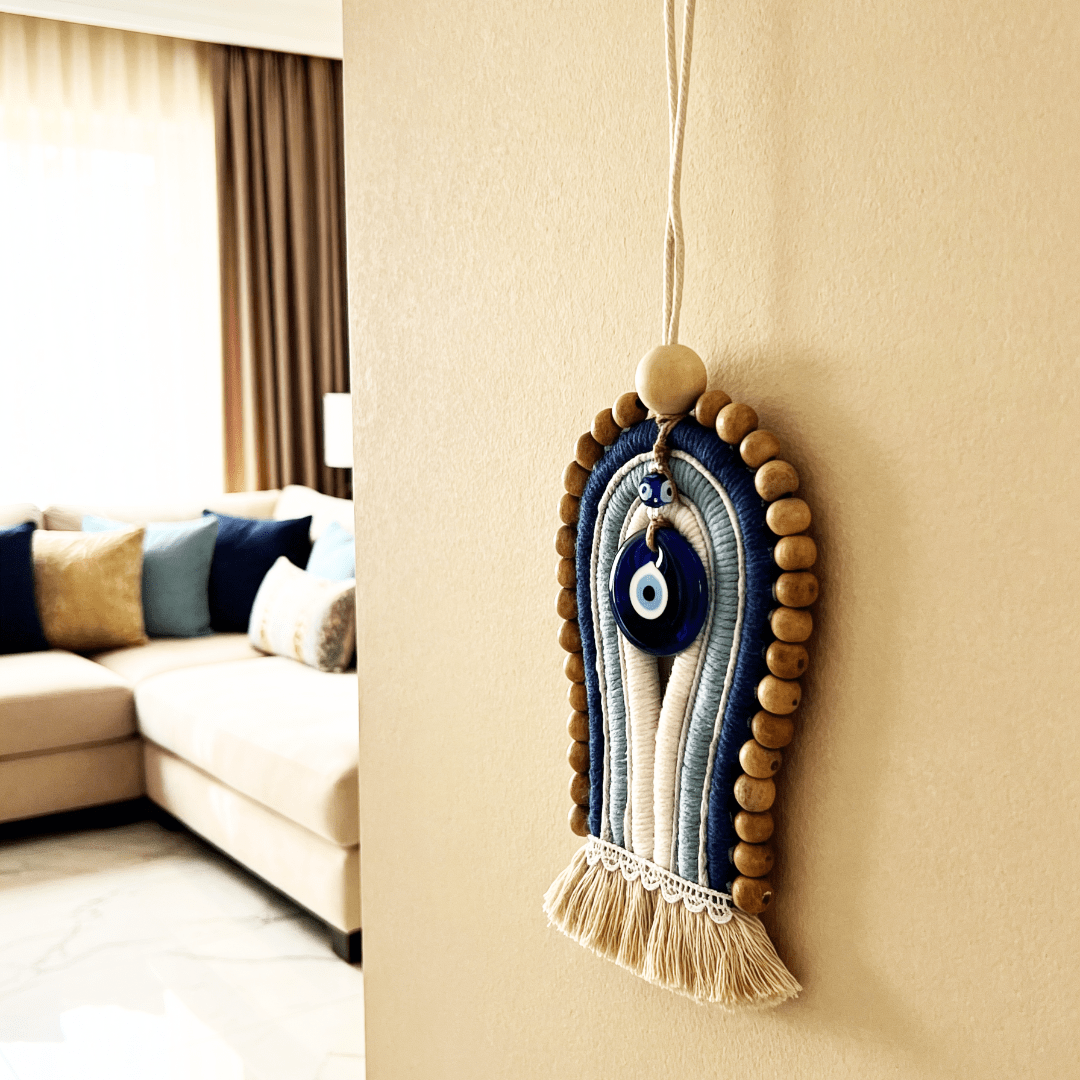 Evil Eye Wall Hanging Protective Home Decor Charm – Wall Decor on Brown Living™. SKU: EEWH005. Img 1.