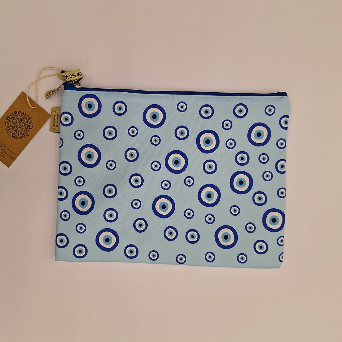 Evil Eye - Light Blue Recycled Polycotton Laptop Sleeve | Verified Sustainable by Brown Living™