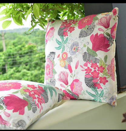 Exclusive Handmade Cushion Cover - Pink Blossom - 16x16 Inches | Verified Sustainable by Brown Living™