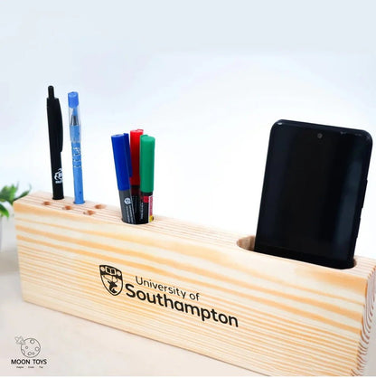 Executive Desk Wooden Organiser – Handcrafted Office & Stationery Hold – Desk Organizers on Brown Living™. SKU: penstand. Img 1.