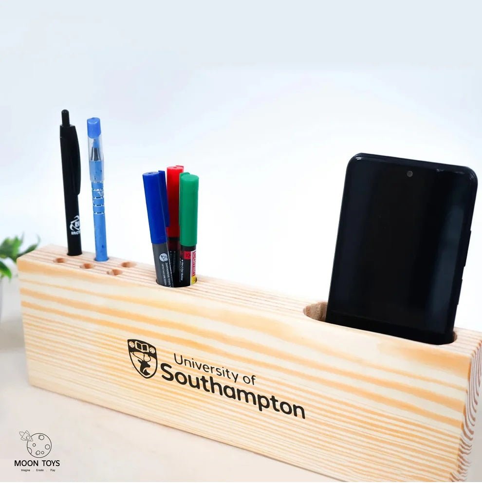 Executive Desk Wooden Organiser – Handcrafted Office & Stationery Hold – Desk Organizers on Brown Living™. SKU: penstand. Img 1.