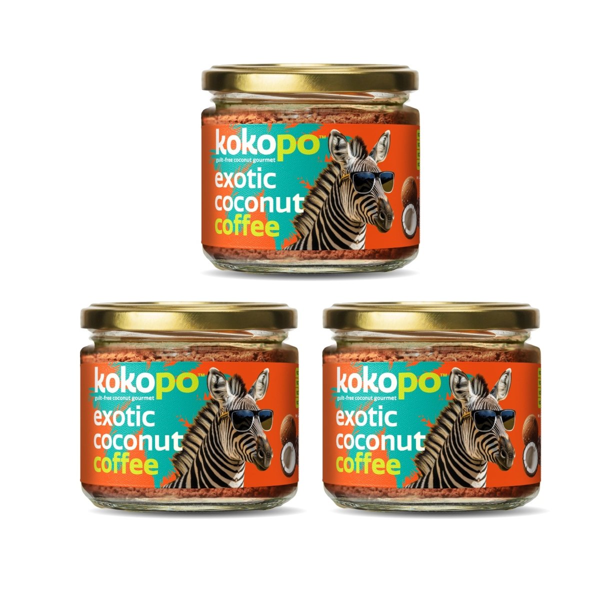 Exotic Coconut Coffee | Pack of 3 | Rich, Aromatic & Energizing – Coffee by KOKOPO Foods available on Brown Living™. . SKU: ECC - 300. Img 1.