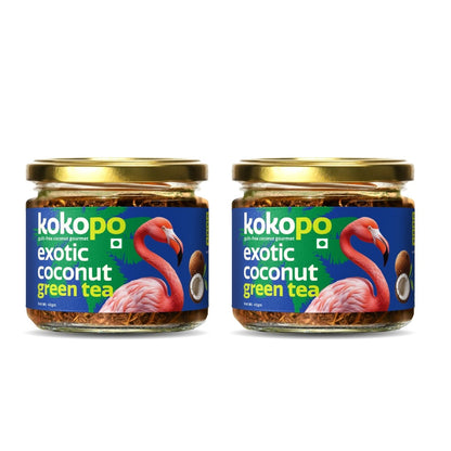 Exotic Coconut Green Tea | Pack of 2 | Antioxidant - Rich Brew – Tea by KOKOPO Foods available on Brown Living™. . SKU: ECGT - 40 - 2. Img 1.