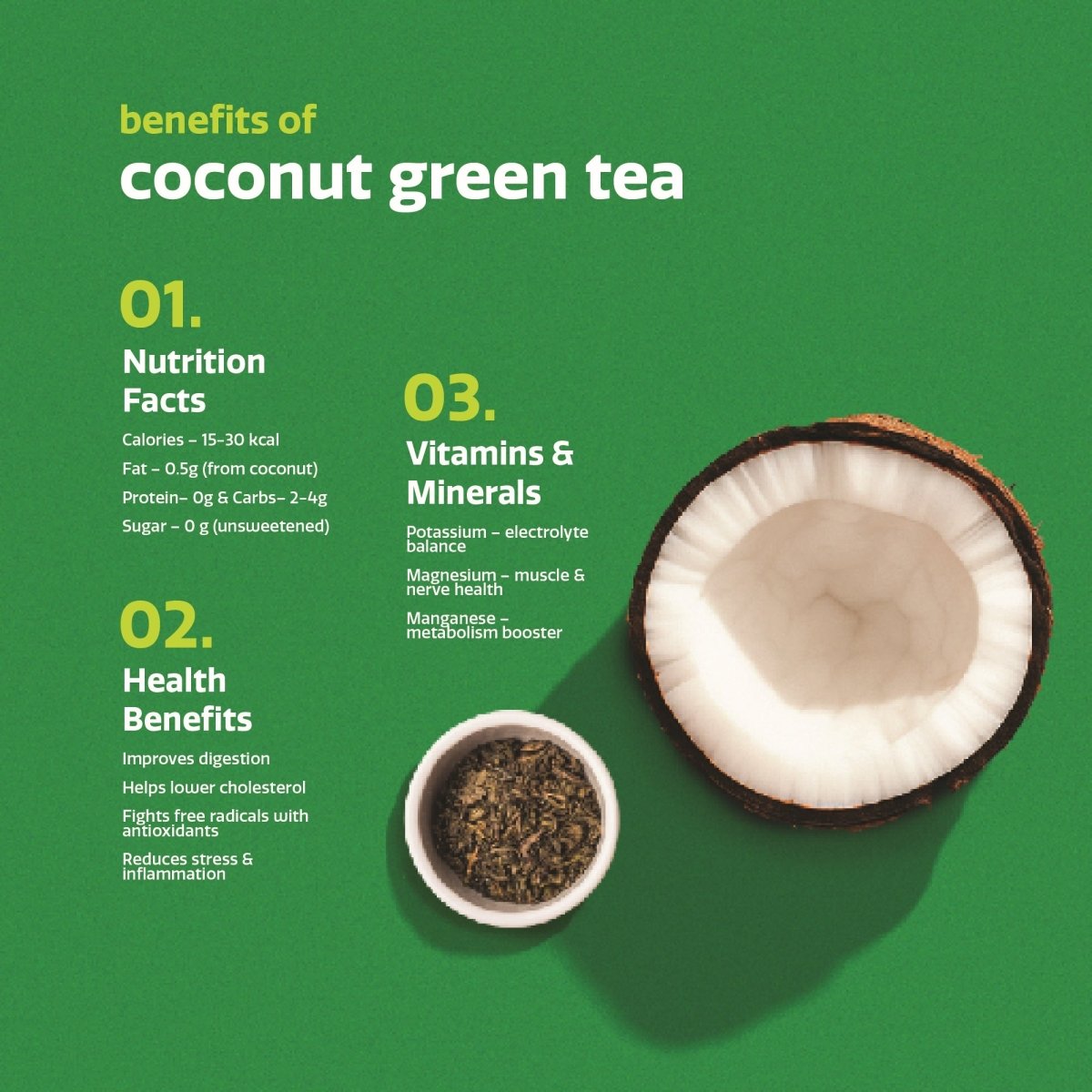 Exotic Coconut Green Tea | Pack of 2 | Antioxidant - Rich Brew – Tea by KOKOPO Foods available on Brown Living™. . SKU: ECGT - 40 - 2. Img 4.