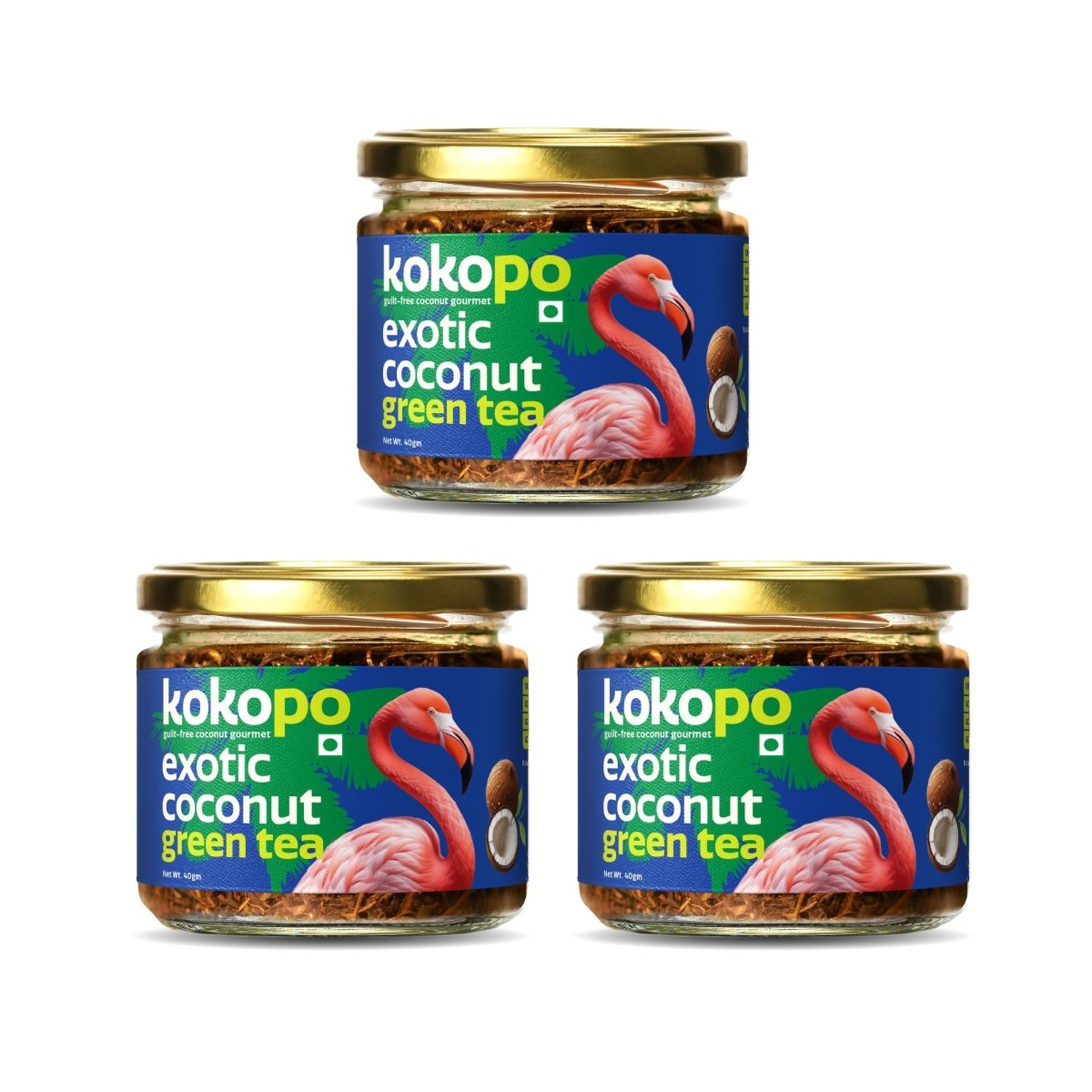 Exotic Coconut Green Tea | Pack of 3 | Antioxidant - Rich Brew – Tea by KOKOPO Foods available on Brown Living™. . SKU: ECGT - 40 - 3. Img 1.