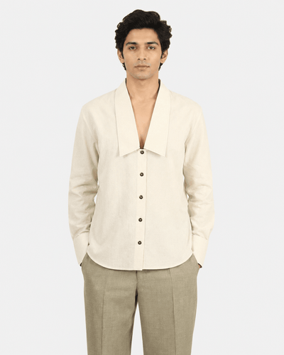 Extended Collar Shirt – Elegant Modern Fashion Statement – Womens Shirt on Brown Living™. SKU: ACB2026004. Img 6.