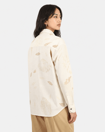 Fallen Leaf Shirt – Nature-Inspired Casual Cotton Shirt for Everyday – Womens Shirt on Brown Living™. SKU: ACL2026006. Img 6.