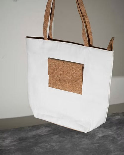 Fashionable Cork Tote Bag | Stylish & Sustainable Everyday Carry – Womens Accessories on Brown Living™. SKU: ANTFVTB. Img 1.