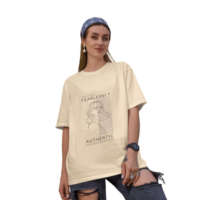Fearless Hemp T-Shirt For Women – Womens T-Shirt on Brown Living™. SKU: Fearless-Sn. Img 1.